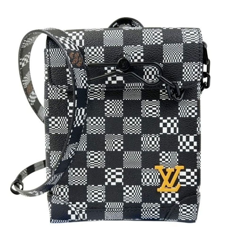 LOUIS VUITTON Steamer XS Shoulder Bag N60453 Black White Damier Distorted Men...